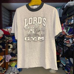 Vintage 2000s 00s Y2K Lord's Gym Ringer T Shirt ( Size Medium ) Religious Tee